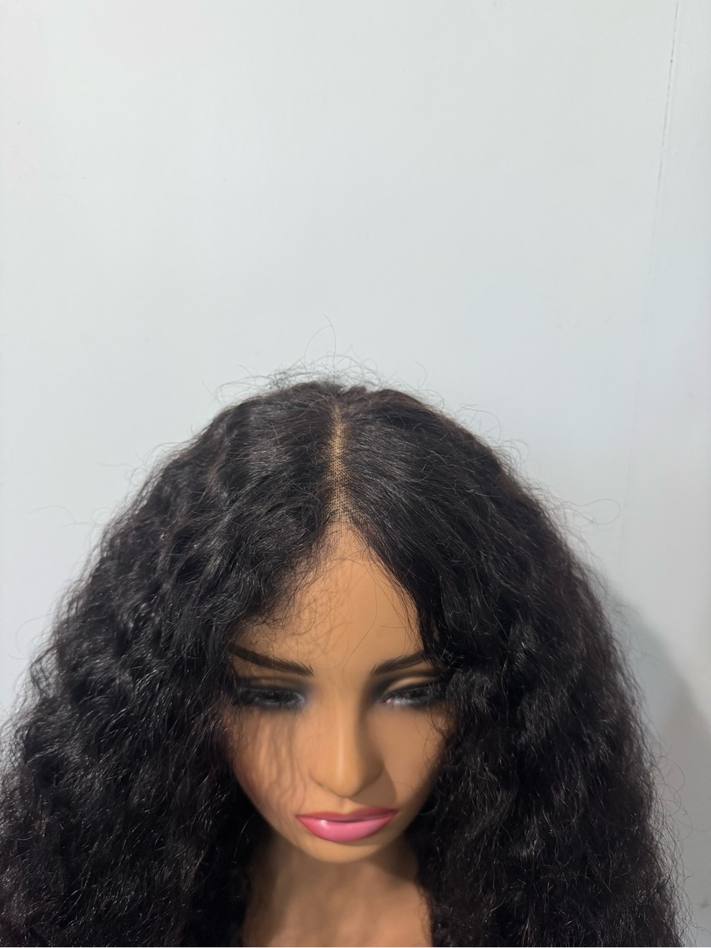 Human hair Black Curly Hair long Wig - Lace front - Picture 3 of 7